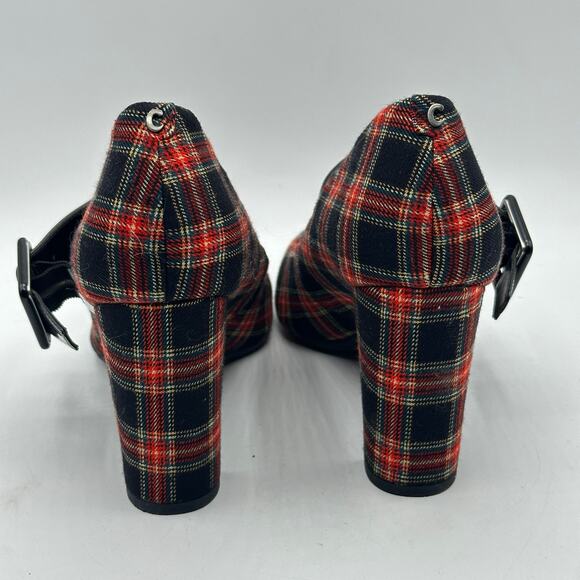 SAM EDELMAN x ANTHROPOLOGIE Montreal Mary Jane Heel Pumps Red Plaid Sz 8 $138 - Picture 5 of 7